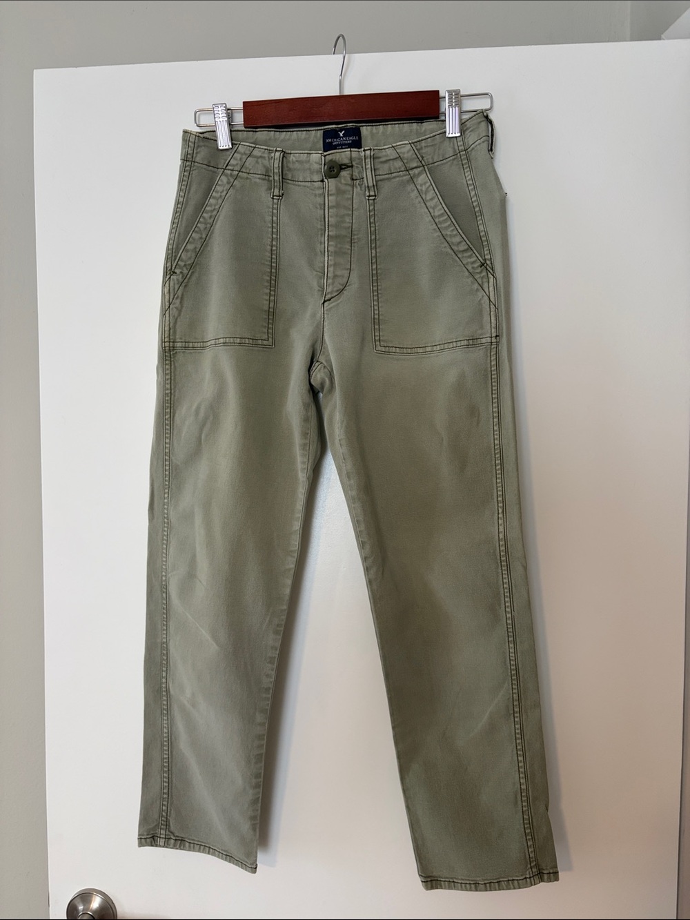 American Eagle Outfitters Olive Green Cropped Utility Jeans